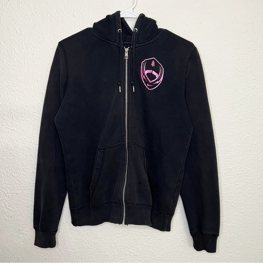 Vintage Nike Full Zip Hoodie Pink Black Rise And Unite Football Sweatshirt Women